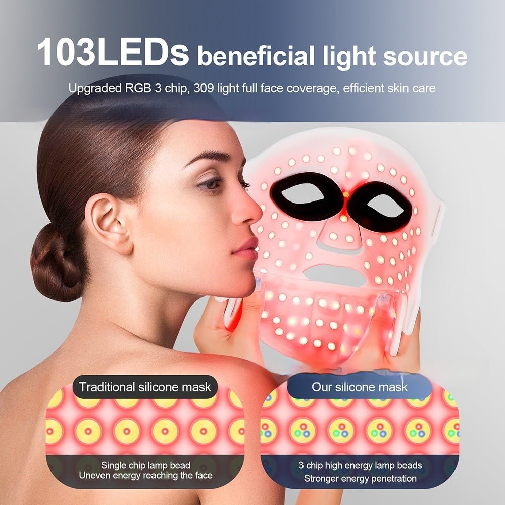 Masque LED en Silicone – Photothérapie Visage & Cou - ReveliaBeauty